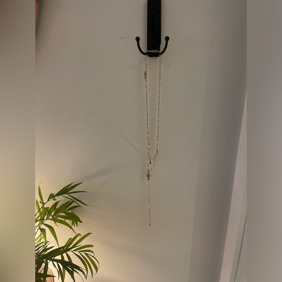 NWOT Ettika Gold Cubic Zirconia Layered Lariat Geometric Chain Necklace - Picture 5 of 7